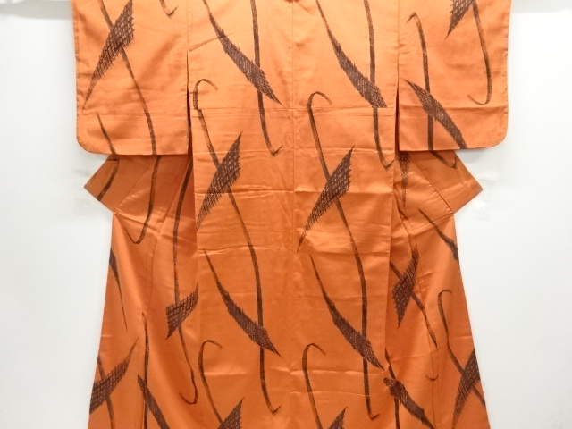 JAPANESE KIMONO / ANTIQUE OMESHI KIMONO / TAISHO ROMAN STYLE / SILK / WOVEN ABSTRACT